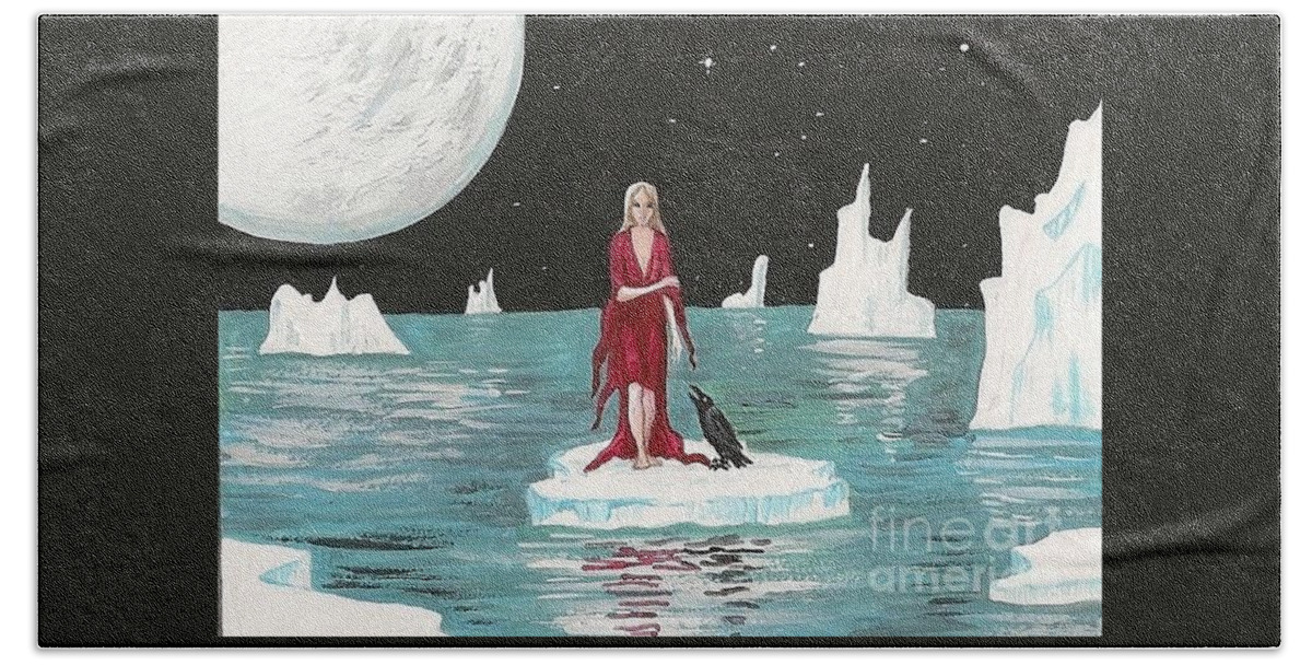 Print Beach Towel featuring the painting I Will Help You by Margaryta Yermolayeva