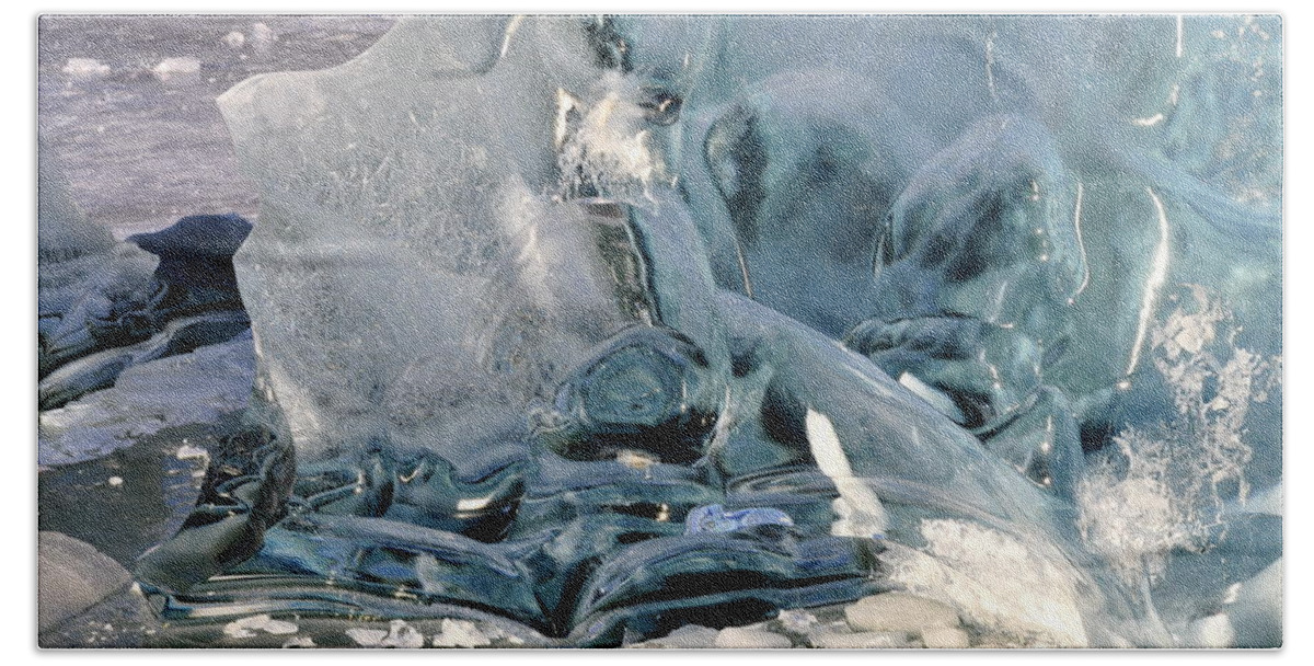 Ice Beach Sheet featuring the photograph Iceberg Detail - Mendenhall Lake by Cathy Mahnke
