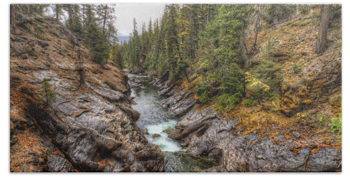 Hdr Beach Towel featuring the photograph Icicle Gorge by Brad Granger