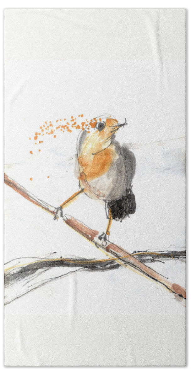 Bird Beach Towel featuring the drawing Illusbird14 by Karina Plachetka