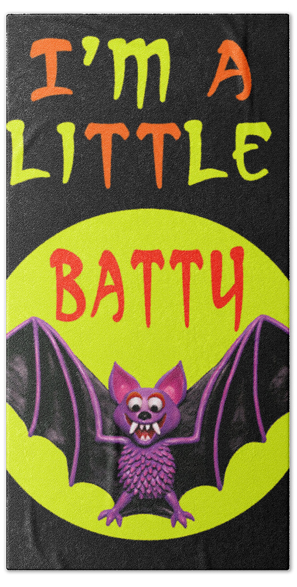 Halloween Cards Beach Towel featuring the digital art I'm A Little Batty by Amy Vangsgard
