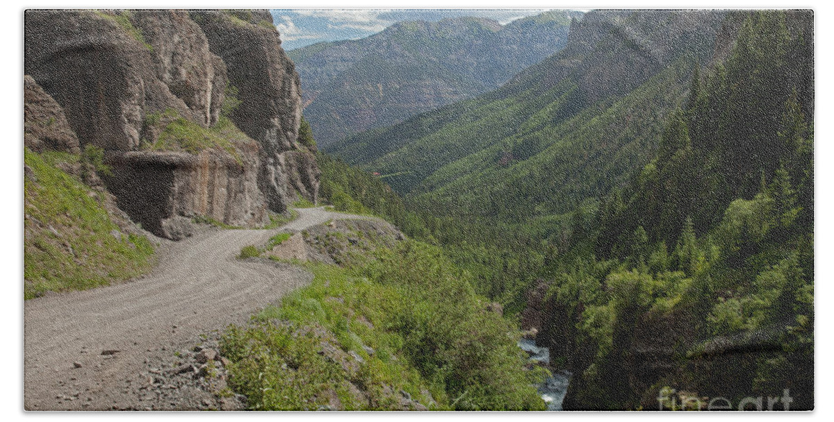 Colorado Beach Towel featuring the photograph Imogene Pass Road near Imogene Basin by Fred Stearns