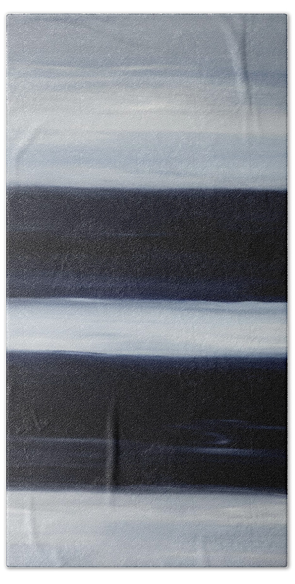 Abstract Beach Towel featuring the painting Indigo Blur II by Tamara Nelson