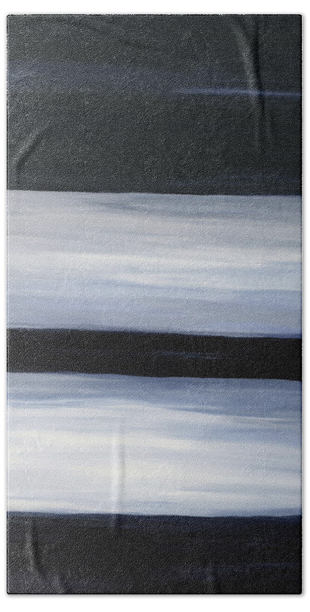 Abstract Beach Towel featuring the painting Indigo Blur III by Tamara Nelson