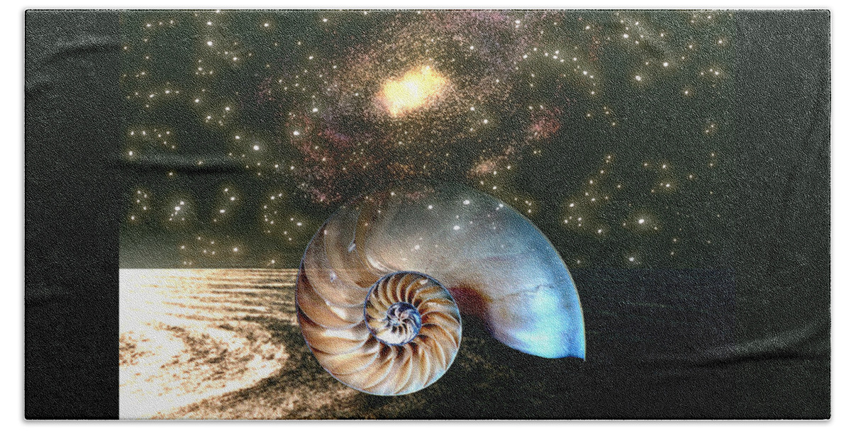 Shell Beach Towel featuring the digital art Inner Space Outer Space by Lisa Yount