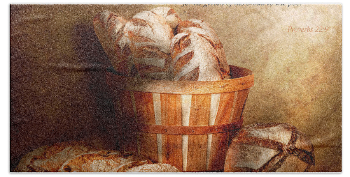 Bread Beach Towel featuring the photograph Inspirational - Your daily bread - Proverbs 22-9 by Mike Savad