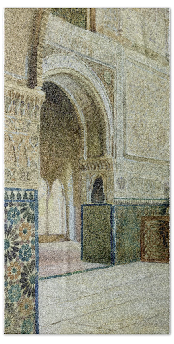 Tiles Beach Towel featuring the drawing Interior Of The Alhambra by French School