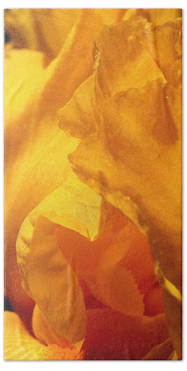 Yellow Beach Sheet featuring the photograph Iris Undulation by Rona Black