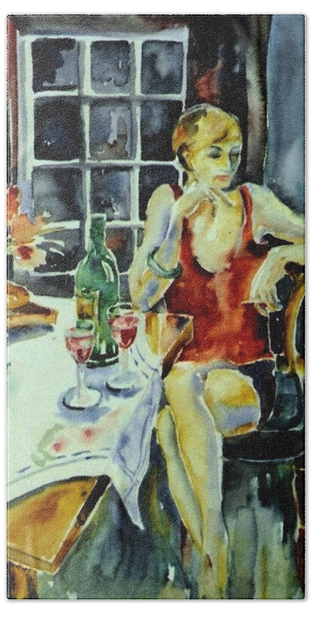 Woman Beach Towel featuring the painting Isabelle from Paris -  by Trudi Doyle
