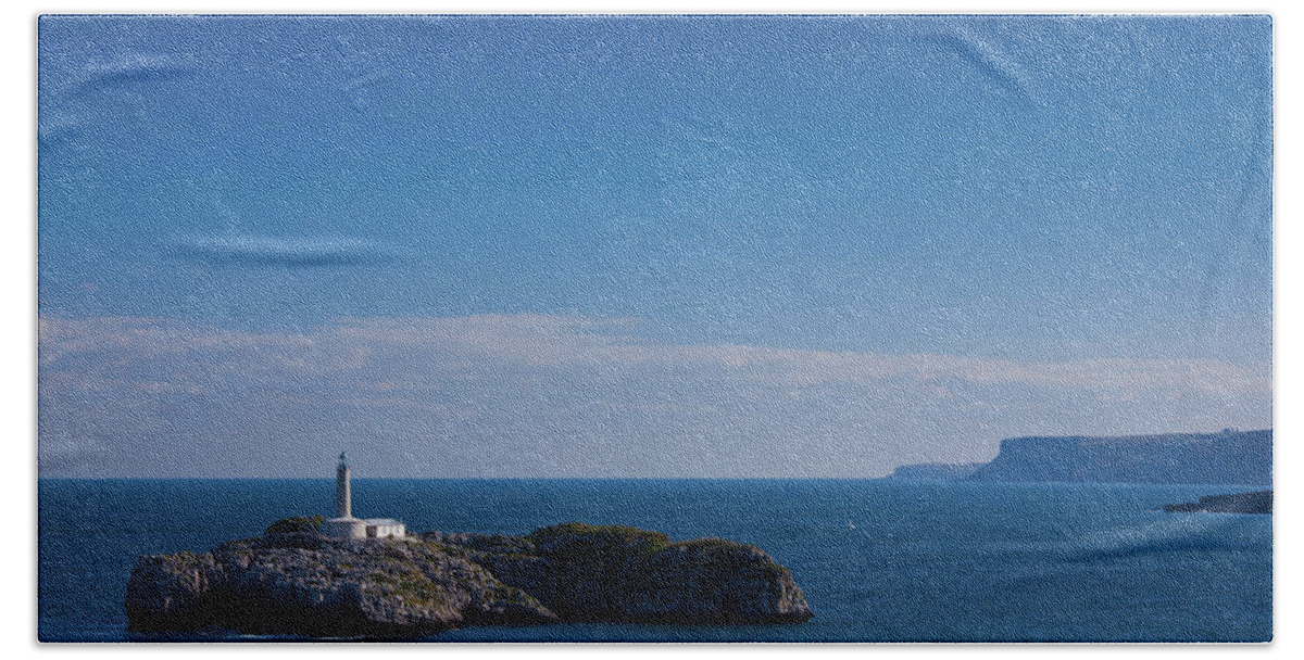 Photography Beach Towel featuring the photograph Isla De Mouro Lighthouse, Santander by Panoramic Images