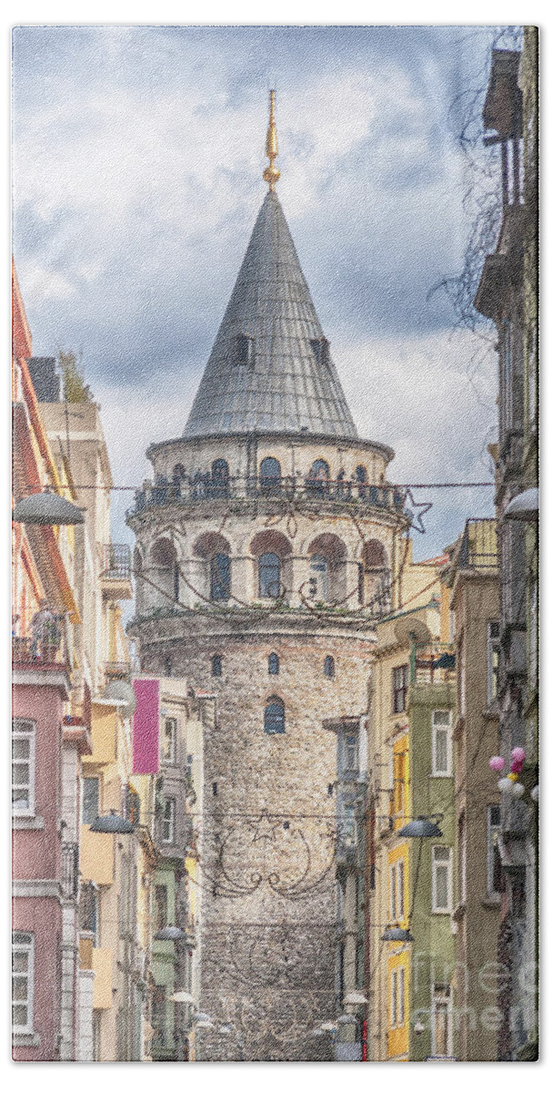Istanbul Beach Towel featuring the photograph Istanbul Galata Tower by Antony McAulay