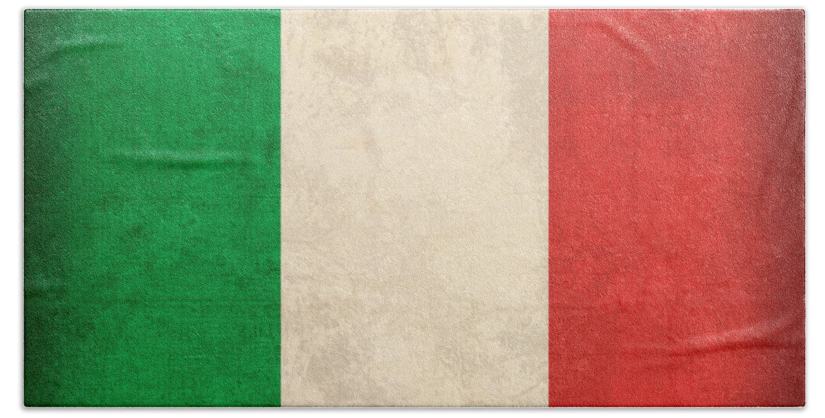 Italy Flag Vintage Distressed Finish Rome Italian Europe Venice Beach Towel featuring the mixed media Italy Flag Vintage Distressed Finish by Design Turnpike