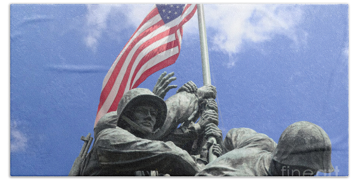 Iwo Jima Memorial Beach Sheet featuring the photograph Iwo Jima Memorial by Allen Beatty
