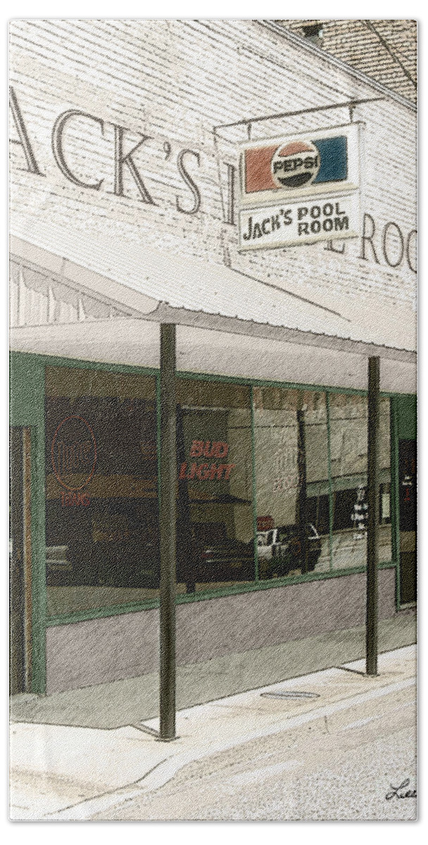 Jacks Pool Room Beach Sheet featuring the photograph Jack's Pool Room by Lee Owenby