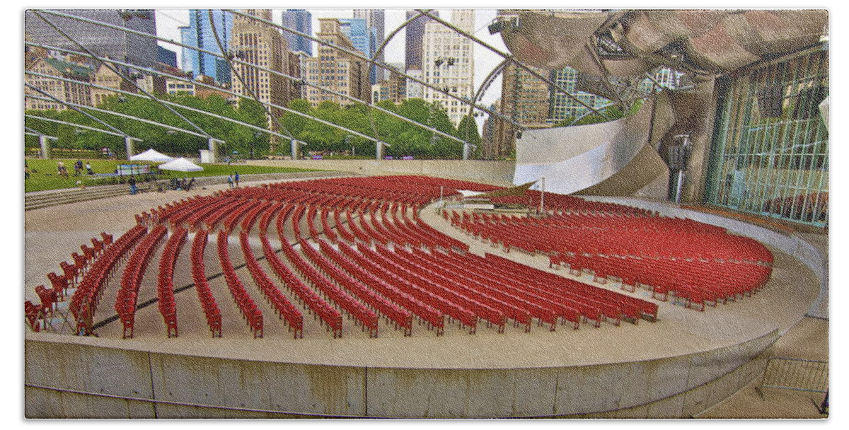 Chicago Beach Towel featuring the photograph Jay Pritzker Pavilion by John Babis