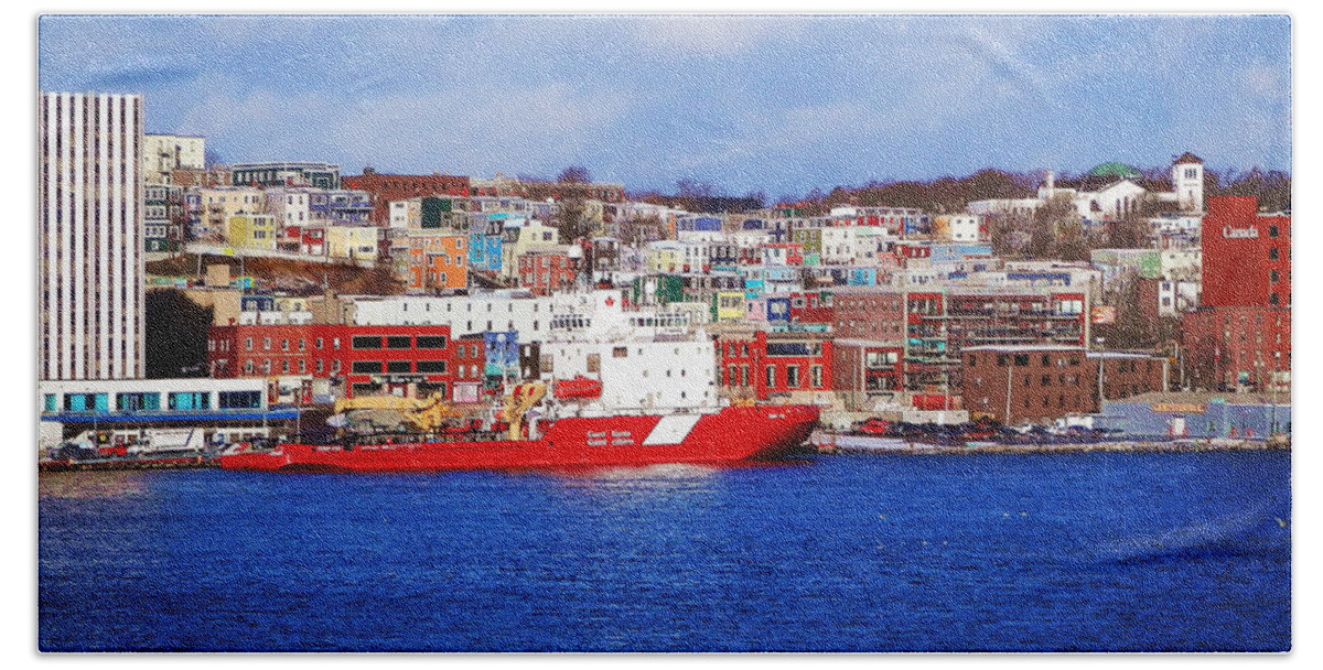 Jelly Bean Houses Beach Towel featuring the photograph Jellybeans in St. John's by Zinvolle Art