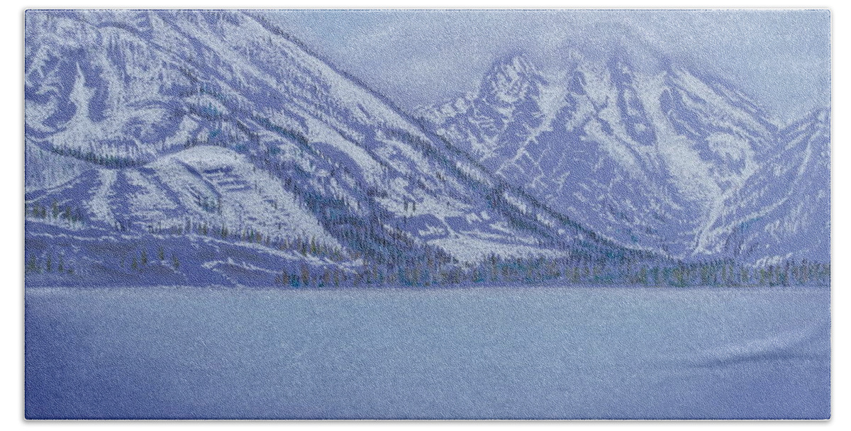 Landscape Beach Towel featuring the pastel Jenny Lake - Grand Tetons by Michele Myers