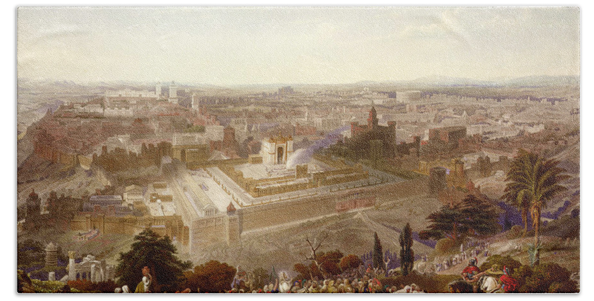 Jerusalem Beach Towel featuring the painting Jerusalem In Her Grandeur by Henry Courtney Selous