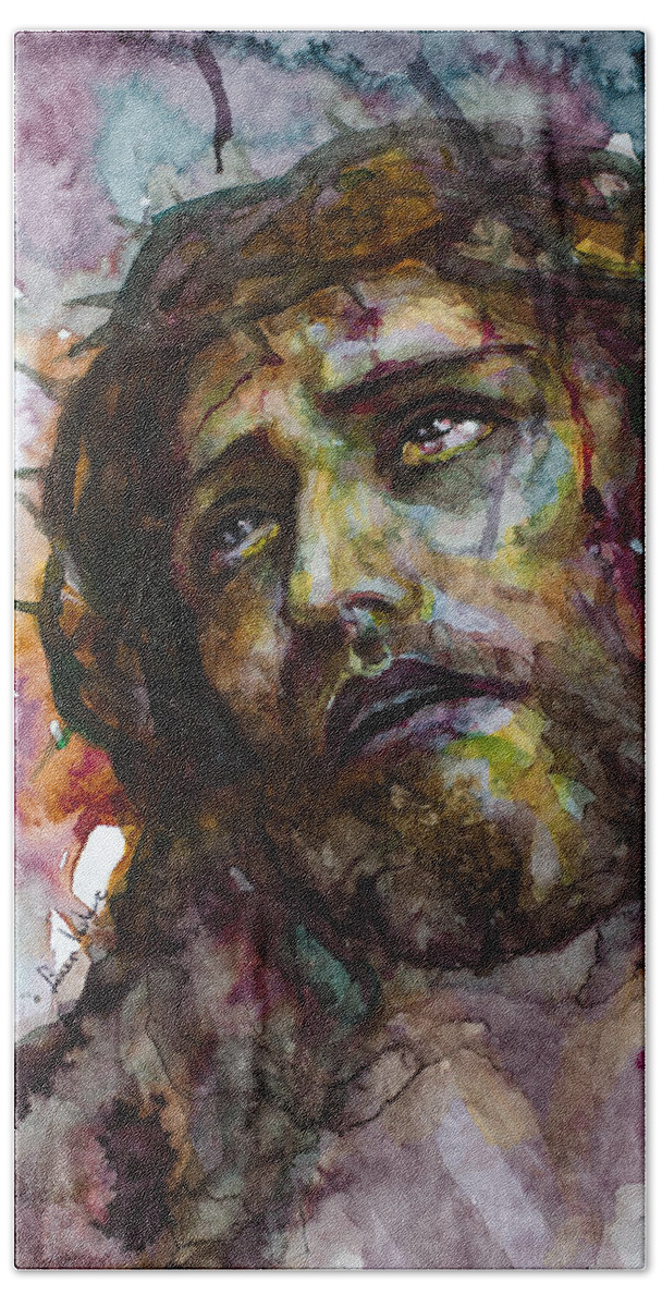 Jesus Beach Towel featuring the painting Jesus Christ by Laur Iduc