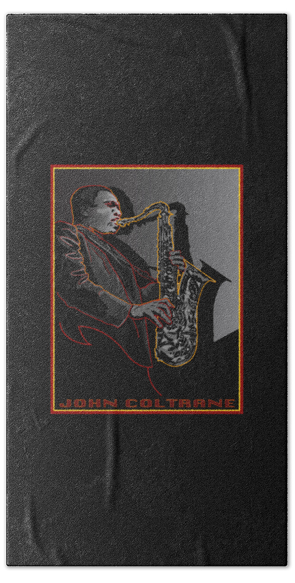 John Coltrane Beach Towel featuring the digital art John Coltrane Jazz Saxophone Legend by Larry Butterworth