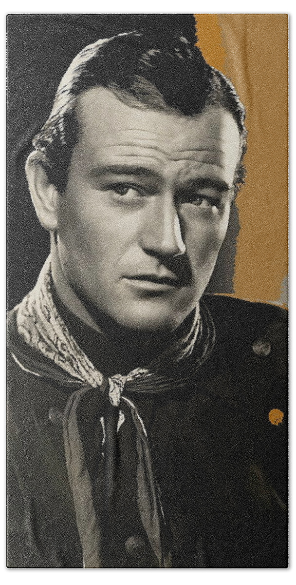 John Wayne Publicity Photo In Costume Stagecoach Color Added James Cagney John Ford Beach Towel featuring the photograph John Wayne publicity photo in costume Stagecoach 1939-2009 by David Lee Guss