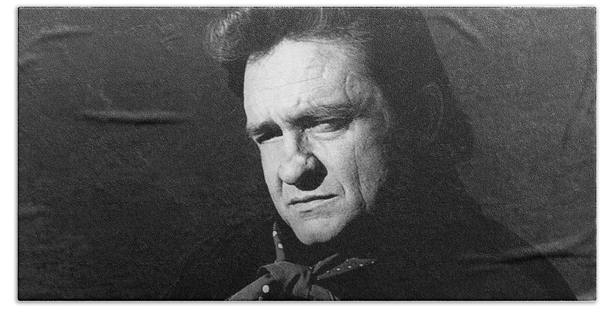 Johnny Cash Close-up The Man Comes Around Music Homage Old Tucson Az Walker Evans Dorothea Lange Great Depression Arkansas Book Of Revelation Hurt Video Beach Sheet featuring the photograph Johnny Cash close-up The Man Comes Around music homage Old Tucson AZ by David Lee Guss