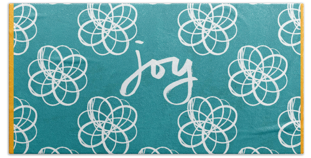 Boho Beach Towel featuring the mixed media Joy Boho Floral Print by Linda Woods