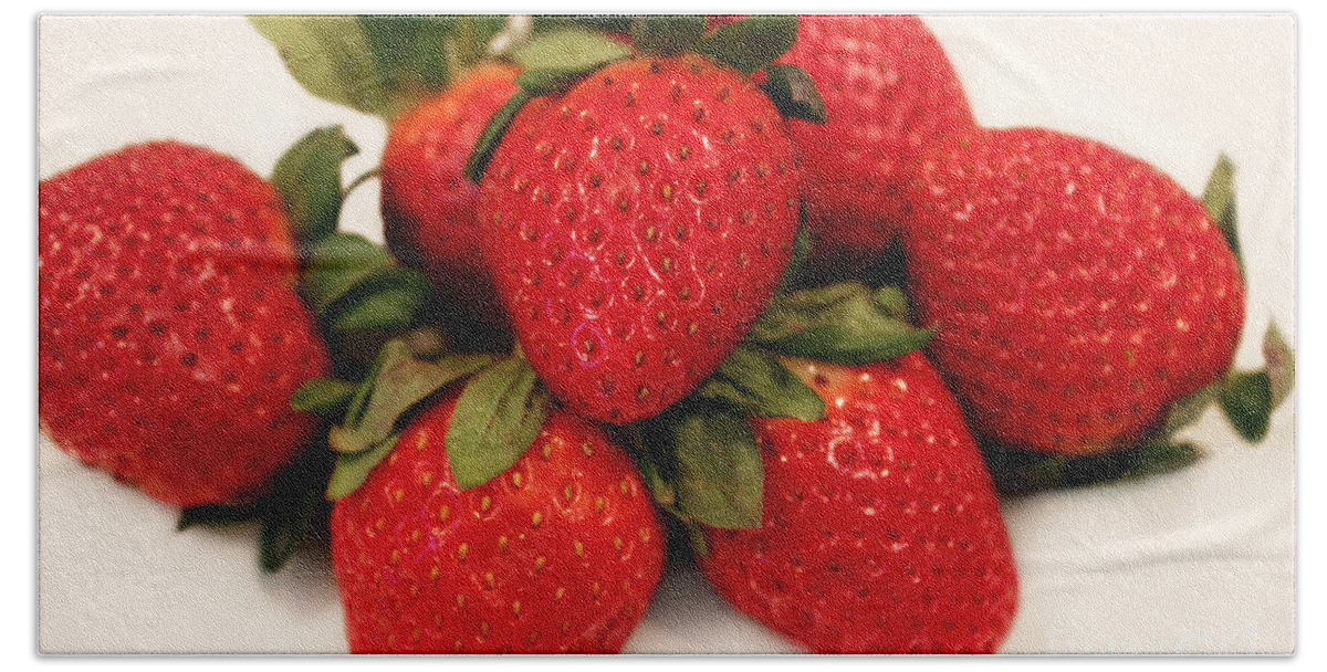 Juicy Strawberries Beach Sheet featuring the photograph Juicy Strawberries by Barbara A Griffin