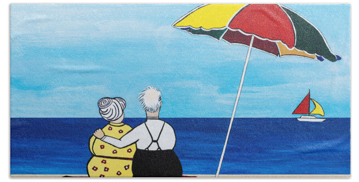 Couple Beach Towel featuring the painting Just The Two Of Us by Barbara McMahon