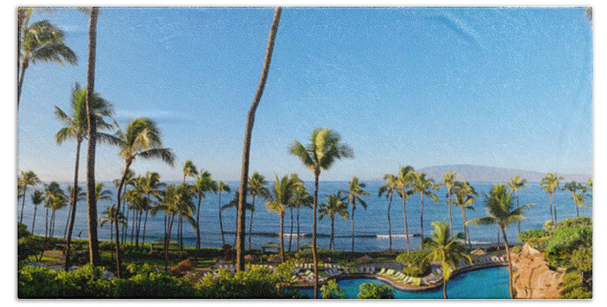 Hawaii Beach Towel featuring the photograph Kaanapali Maui Resort  by Lars Lentz