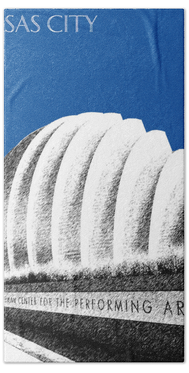 Architecture Beach Towel featuring the digital art Kansas City Skyline 3 Kauffman Center - Royal Blue by DB Artist