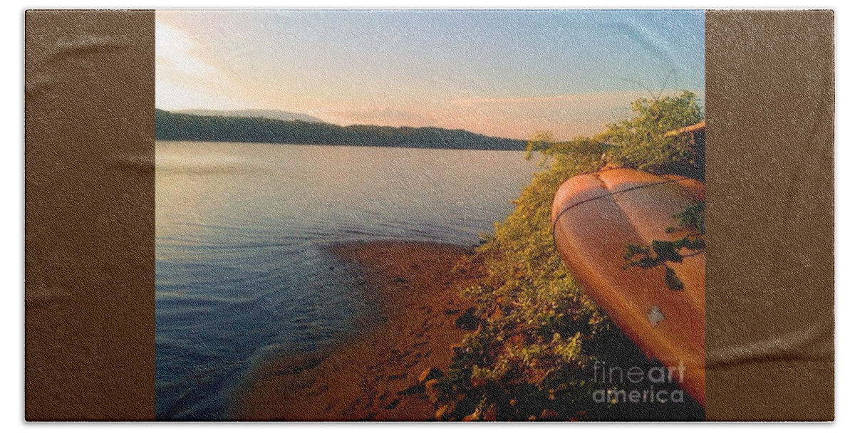 Kayak Beach Sheet featuring the photograph Kayak On The Hudson by Beth Ferris Sale