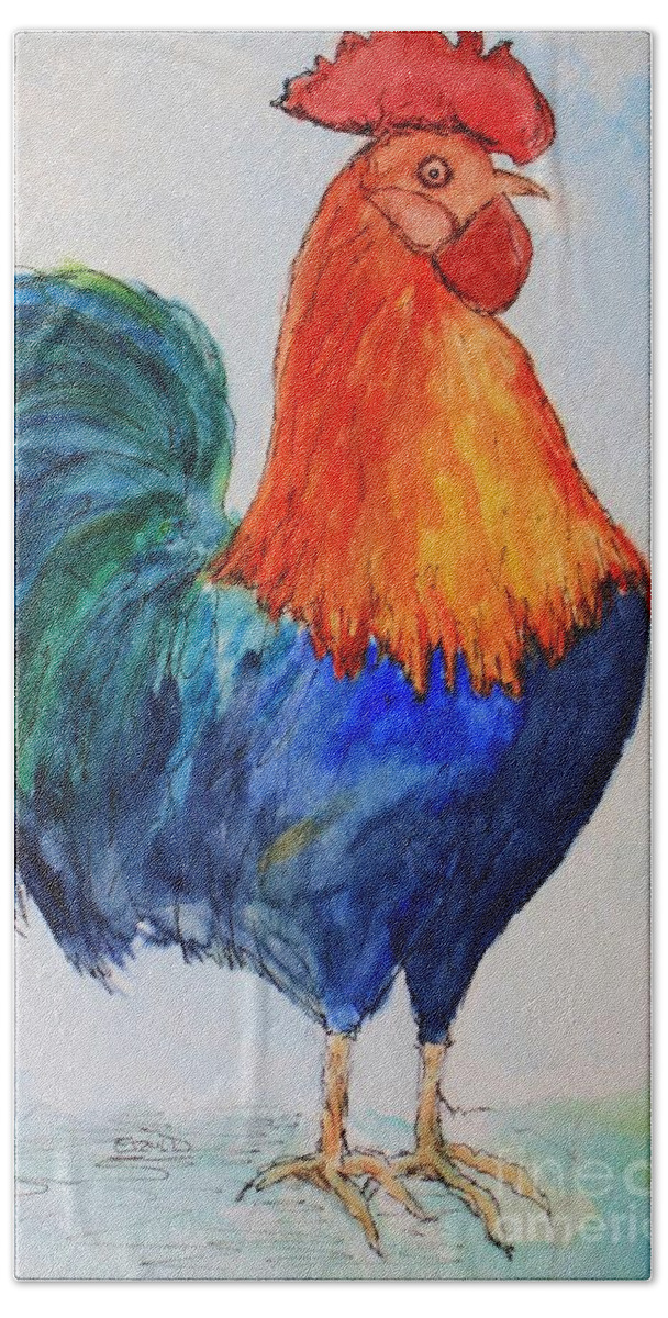 Rooster Beach Sheet featuring the painting Key West Rooster by Melinda Etzold