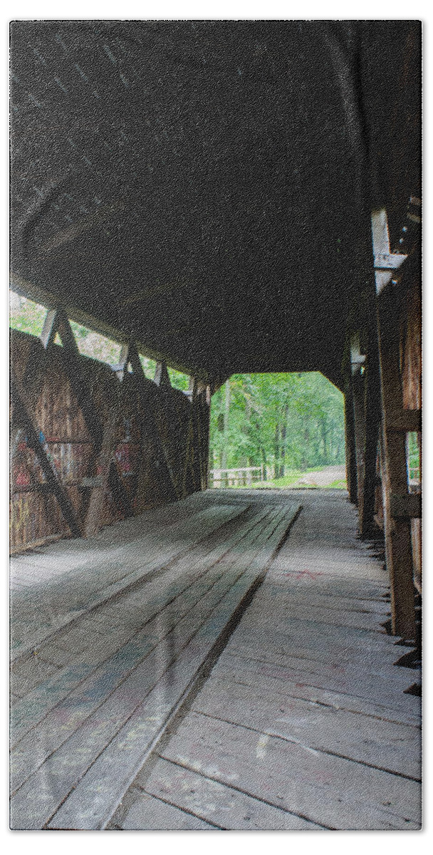 Covered Beach Towel featuring the photograph Kidd's Mill Covered Bridge by Weir Here And There