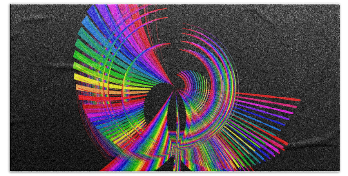 Abstract Beach Towel featuring the digital art Kinetic Rainbow 64 by Tim Allen
