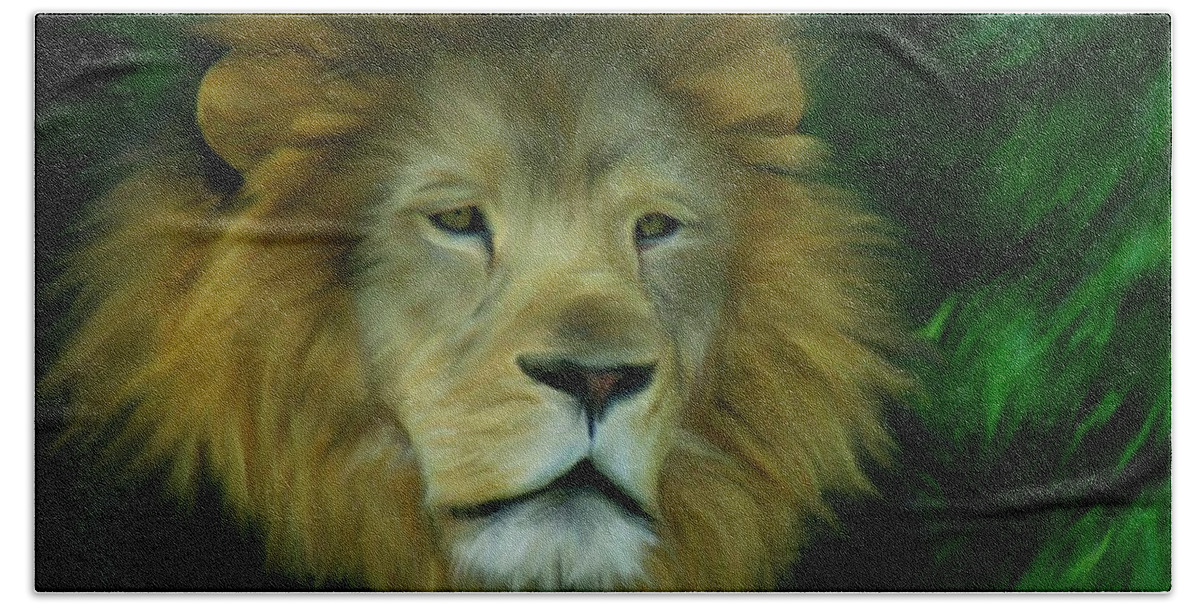 King Beach Towel featuring the painting King by Maria Urso