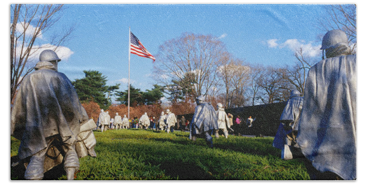 Photography Beach Towel featuring the photograph Korean Veterans Memorial Washington Dc by Panoramic Images