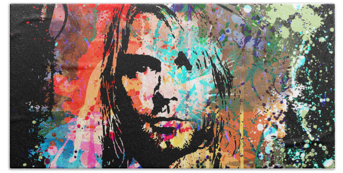 Gary Beach Sheet featuring the painting Kurt Cobain Portrait by Gary Grayson