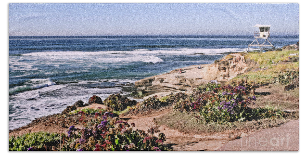 Gabriele Pomykaj Beach Towel featuring the photograph La Jolla Shoreline on a Sunny Winters Day by Gabriele Pomykaj