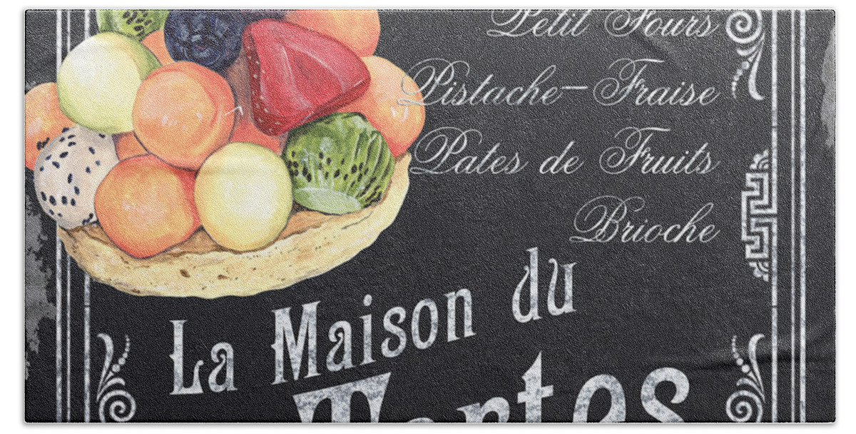 Dessert Beach Towel featuring the painting La Maison du Tartes by Debbie DeWitt