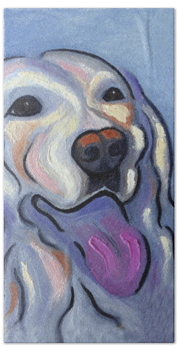 Painterly Dog Face Beach Towel featuring the painting Labrador Retriever by Karen Zuk Rosenblatt