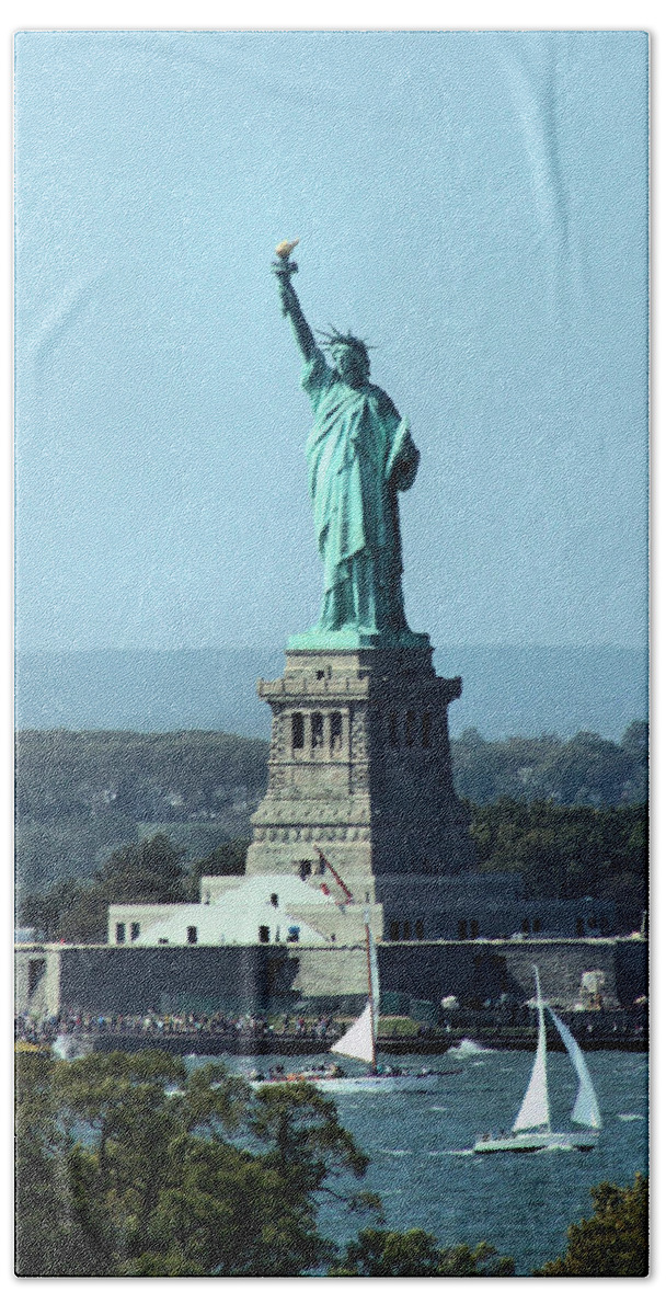 Statue Of Liberty Beach Towel featuring the photograph Lady Liberty by Kristin Elmquist