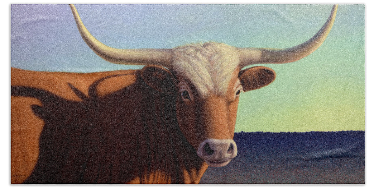 Lady Longhorn Beach Towel featuring the painting Lady Longhorn by James W Johnson