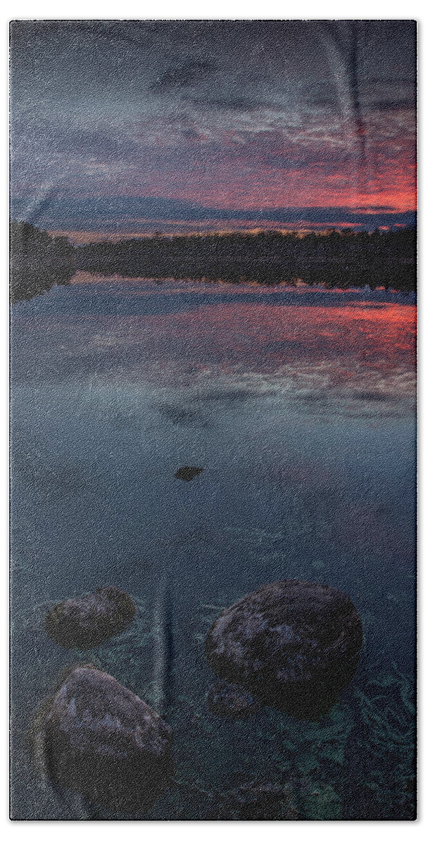 Dusk Beach Towel featuring the photograph Lake Alvin dusk by Aaron J Groen
