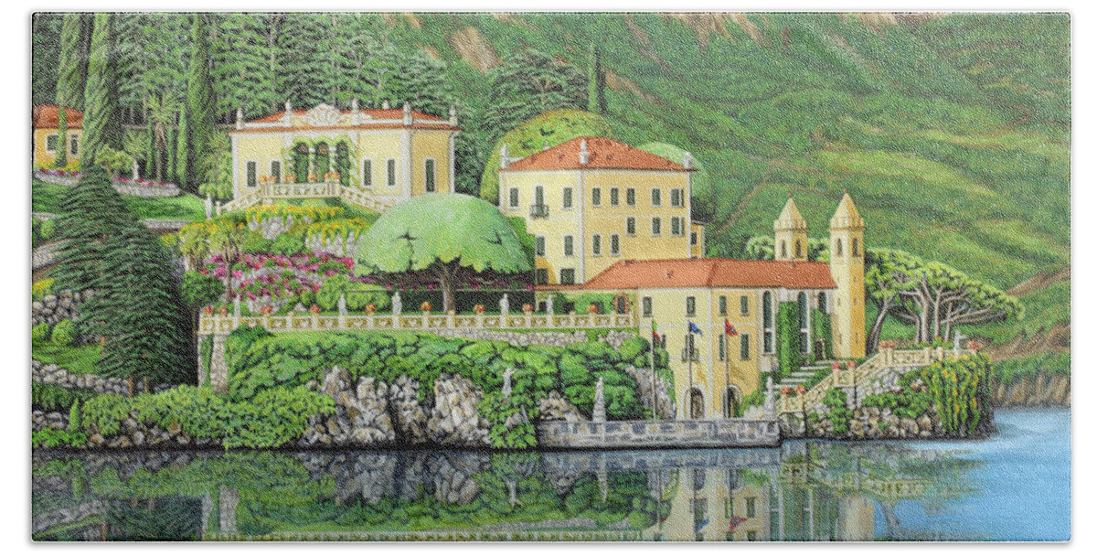 Lake Beach Sheet featuring the painting Lake Como Morning by Jane Girardot