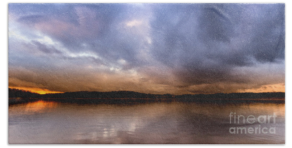 Lake-lanier Beach Towel featuring the photograph Lake Lanier sunset by Bernd Laeschke
