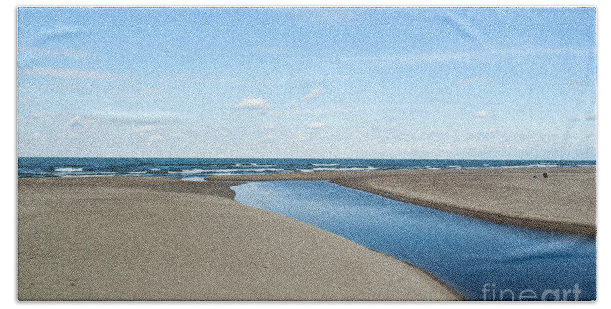 Lake Michigan Beach Sheet featuring the photograph Lake Michigan Waterway by Verana Stark