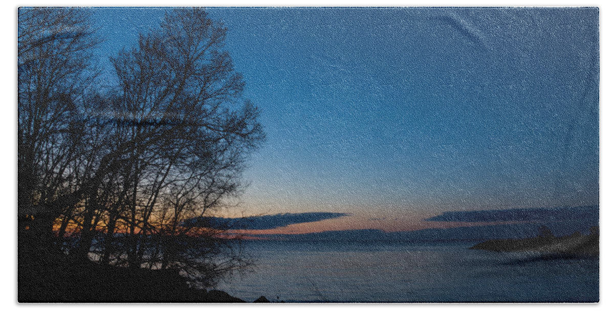 Lake Beach Towel featuring the photograph Lake Ontario Blue Hour by Georgia Mizuleva