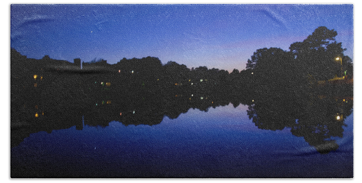 Dusk Image Beach Towel featuring the photograph Lake Reflection At Dusk by Flees Photos
