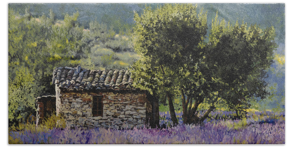 Lavender Beach Towel featuring the painting Lala Vanda by Guido Borelli